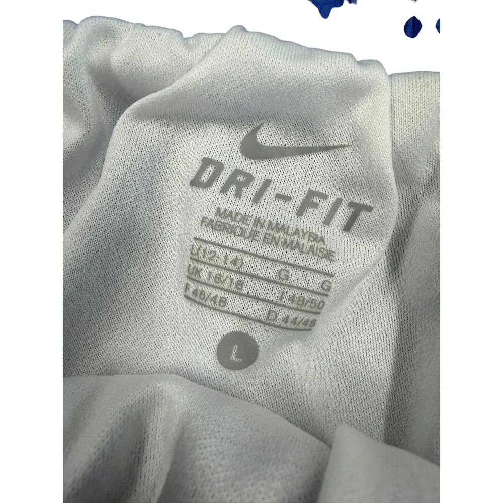 Nike Dri-FIT Blue Honeycomb Running Shorts Yellow Trim Womens Large L Activewear